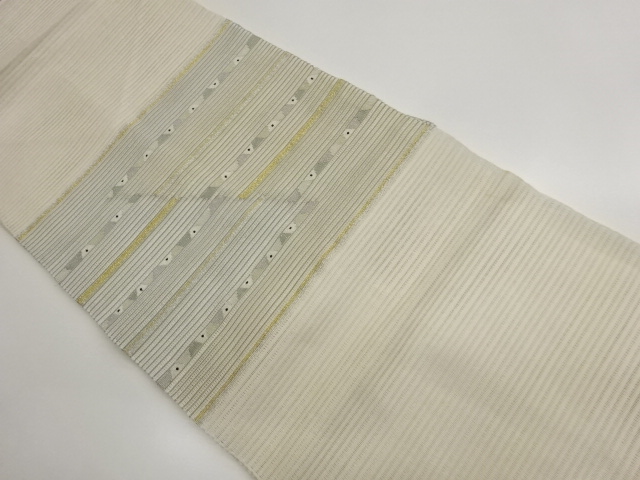 JAPANESE KIMONO / RO-KAWARI HORIZONTAL STRIPE PATTERN WOVEN NAGOYA OBI